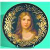 AUSTRIA PORTRAIT PLATE - Beehive mark, hand painted porcelain image of young girl, cobalt blue bo...