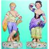 PAIR OF DERBY HARVEST FIGURES - Pair painted porcelain "Summer," "Autumn" figures, "Birks" paper...