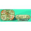 ROSE MEDALLION COVERED DISH - Painted porcelain, rectangular; minor edge roughness.   L-9 1/2", V...
