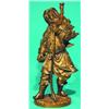 ORIENTAL BRONZE WARRIOR-Unsigned. Cleaned & possible repair to lower portion of staff. H-19 1/2",...