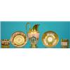 Image 1 : FRENCH PORCELAIN CREAMER & 2 COFFEE CANS - Painted bands and medallion (cupids, animals, classica...