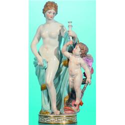 MEISSEN VENUS & CUPID GROUP-Painted porcelain, inscribed G72. H-8", VG-EX.  Est. 150-250...