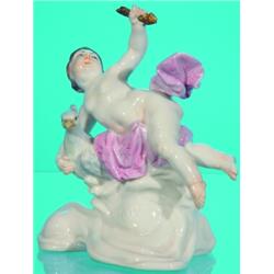 CHERUB & EAGLE FIGURINE -Painted porcelain. H-4 1/2", G.  Est. 50-100...