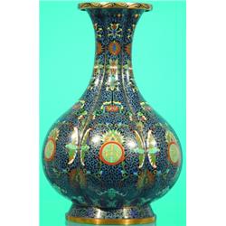 CLOISONNE VASE - Enamel over metal, 6 panels, 20th Century. H-10", VG-EX. Est. 50-100...