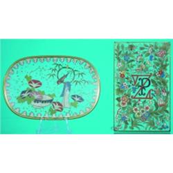 CHINESE CLOISONNE TRAY & PAPERWEIGHT-Enameled. H-4 1/2", G-VG. Est. 50-100...