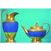 Image 1 : KPM PITCHER & TEAPOT-Painted porcelain, figural finial on teapot, fine Gilt decoration, teapot sp...