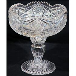 PEDESTAL BRILLIANT CUT PUNCH BOWL -2 Pieces; minor edge roughness. H-11", G-VG. Est. 200-400...