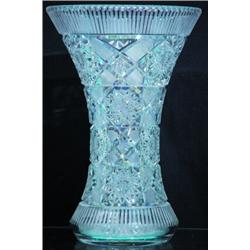 LARGE CUT GLASS VASE-1910-1920. H-12", VG-EX. Est. 75-125...