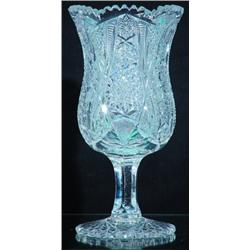 BRILLIANT CUT GLASS VASE-Goblet form 1890-1910. H-9 1/2", G-VG. Est. 50-100...