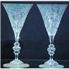 Image 1 : PAIR OF FLORAL CUT WINES-Possibly Krutchmann-Steuben 1900. H-7", VG-EX.  Est. 75-125...