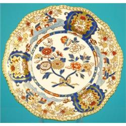 2 SPODE "FELSPAR" PLATES-(1) shown.  Transfer and Gilt decorated porcelain-several small rim repa...