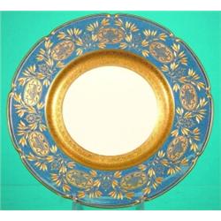 SET OF 12 WEDGWOOD PLATES -(1) Shown, blue and gilt border with classical urn motif.  Dia.-10", V...