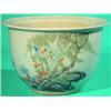 Image 1 : FAMILLE ROSE PLANTER - Painted porcelain with storks in tree decoration, mid to late 19th Century...