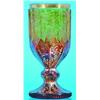 Image 1 : BOHEMIAN PRISIM CUT & ENGRAVED GOBLET-Etched animal panels, 2 color ruby & amber, gilt decoration...