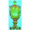 Image 1 : BOHEMIAN ENGRAVED AMBER COVERED GOBLET - Medallion animals, hunter, etc.-1890's. H-9", VG-EX.  Es...