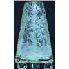 Image 1 : TRIANGULAR ETCHED VASE-Horse, bird, foliate engraving; chip on base, small chips. H-7", F-G. Est....