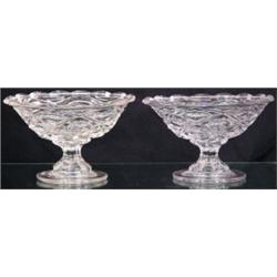 PAIR FLINT GLASS COMPOTES-1860'S. H-5", G-VG. Est. 75-125...