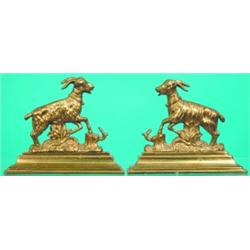 PAIR OF GOAT DOORSTOPS-Cast brass. L-9 1/2", VG-EX. Est. 50-100...