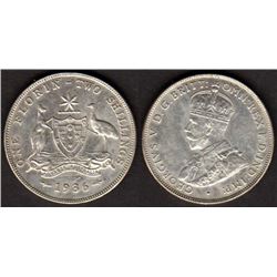 Australia, Florin, George V, 1936