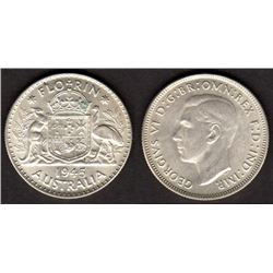 Australia, Florin, George VI, 1945