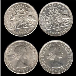 Australia, Florin, Elizabeth II, 1953 and 1956