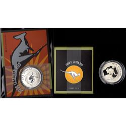 Australia, One Dollar, Elizabeth II, 2000, One Ounce Silver Kangaroos