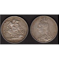 Great Britain, Five Shillings, Queen Victoria, 1887