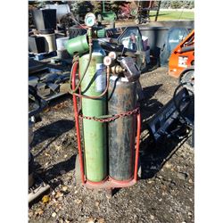 CUTTING TORCH, CART, AND BOTTLES