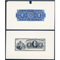 Imperial Do Brazil, Estampa 6A, ND (1882) Issue Color Trial Essay Proof Banknote.