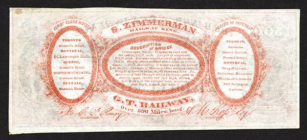 The Banks of the St.Lawrence Victoria Bridge 1857 Advertising Banknote.