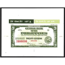 Central Bank of the Philippines 1949 Essay Specimen Banknote.