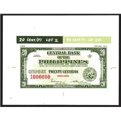 Central Bank of the Philippines 1949 Essay Specimen Banknote.