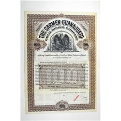 Carmen-Guanajuato Gold Mining Co. 1903 Specimen Bond.