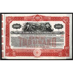 Chicago, Rock Island and Gulf Railway Co., 1907 Specimen Bond.