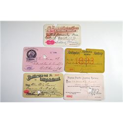 Group of 5 annual passes. 1890s.