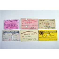 Group of 6 annual passes. 1890s.