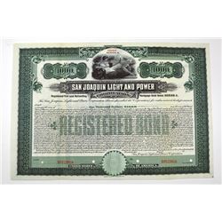 San Joaquin Light & Power Corp. 19xx ca.1910 Specimen Bond..