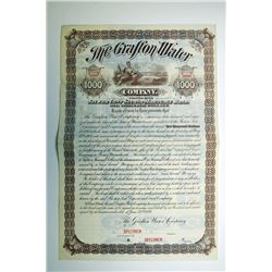Grafton Water Co. 1889 Specimen Bond..
