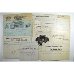 Cigar and tobacco invoices 1900-1920s.