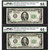 Image 1 : F.R.N., $100, 1934A Fr#2153-Bm Mule (BA Block) Sequential Pair.