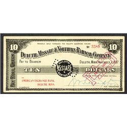 Duluth, Missabe & Northern Railway 1907 Depression Scrip