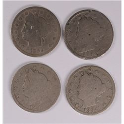 (4) 1894 V-NICKELS