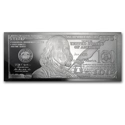 2013 4 oz Silver Bar - $100 Bill (W/Box & COA)
