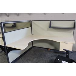 TAYCO PANEL LINK 12' X 5' MAPLE DOUBLE CUBICLE WORK STATION W/ OH