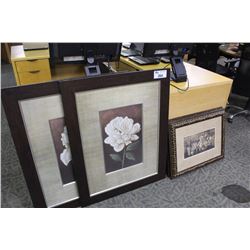 4 FRAMED FLOWER PRINTS