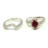 Image 1 : Ruby 1.68Ct / Diamond 1.80Ct / 14K White Gold 2pcs Rings 6.44 Gram