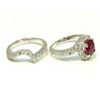 Image 3 : Ruby 1.68Ct / Diamond 1.80Ct / 14K White Gold 2pcs Rings 6.44 Gram