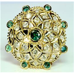 ALEXANDRITE 1.17CT / DIAMOND 1.06CT / 14K YELLOW GOLD RING 8.83GRAM