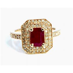 Natural Ruby 1.10ct / Diamond 0.35ct / 14K Rose Gold Ring 5.38gram