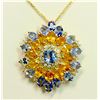 Image 1 : BLUE SAPPHIRE CENTER 2.09CT / BLUE SAPPHIRE SIDE 8.71CT / YELLOW SAPPHIRE 7.34CT / 14K YELLOW GOLD 9